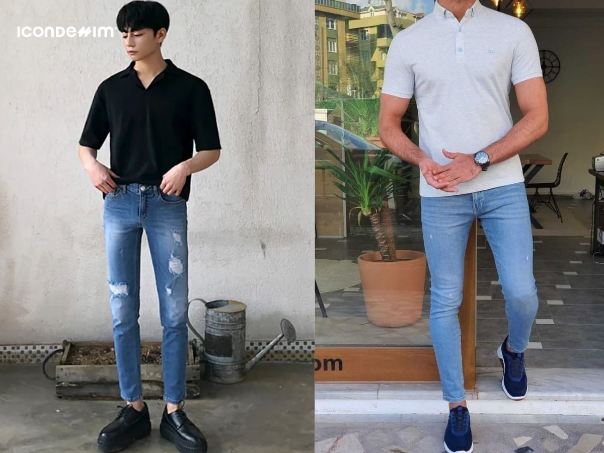 Phối áo polo, quần jeans và giày Oxford