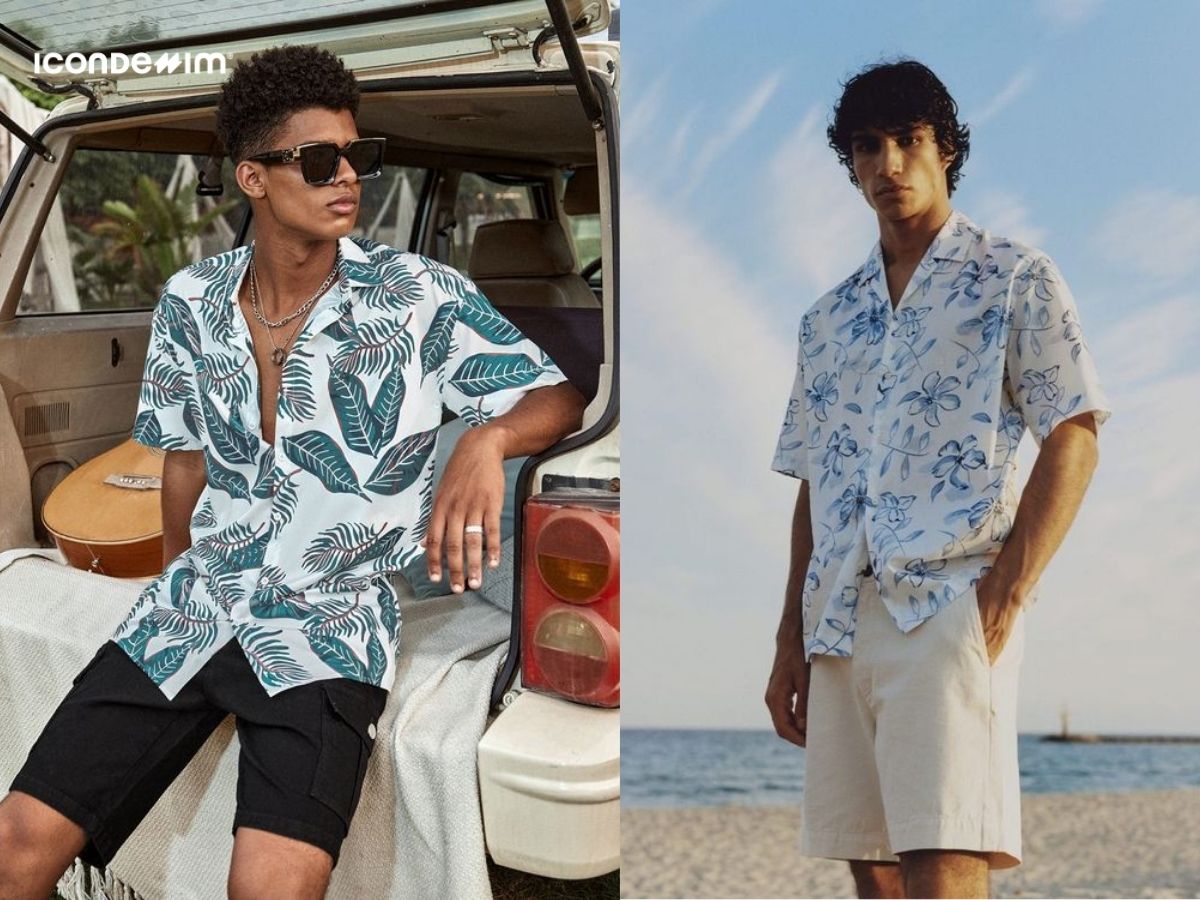 Áo sơ mi Hawaii, quần short trơn và kính mát