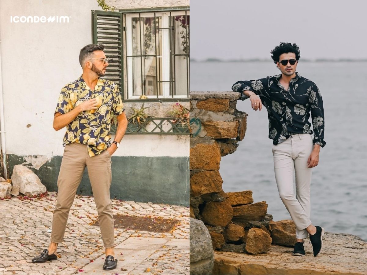 Phối áo sơ mi Hawaii với quần kaki