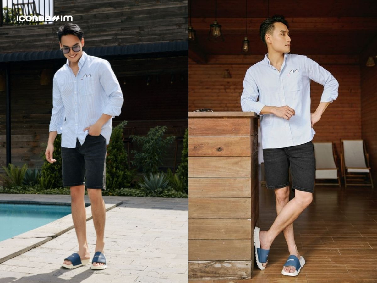 Phối quần jean và áo sơ mi mỏng