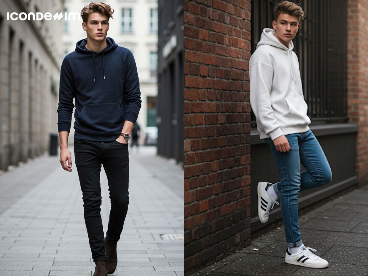 Phối áo hoodie và quần jean ôm