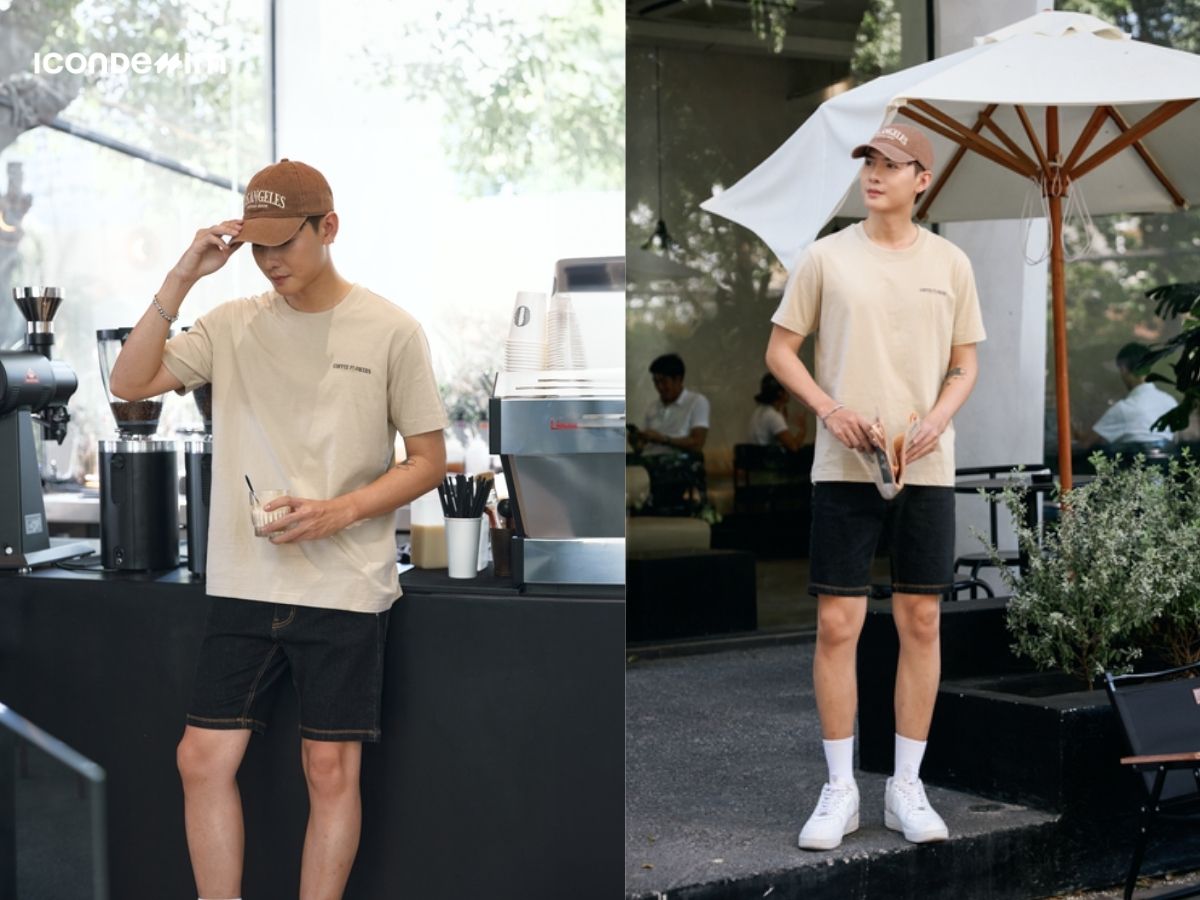 Phối áo thun và quần short jeans