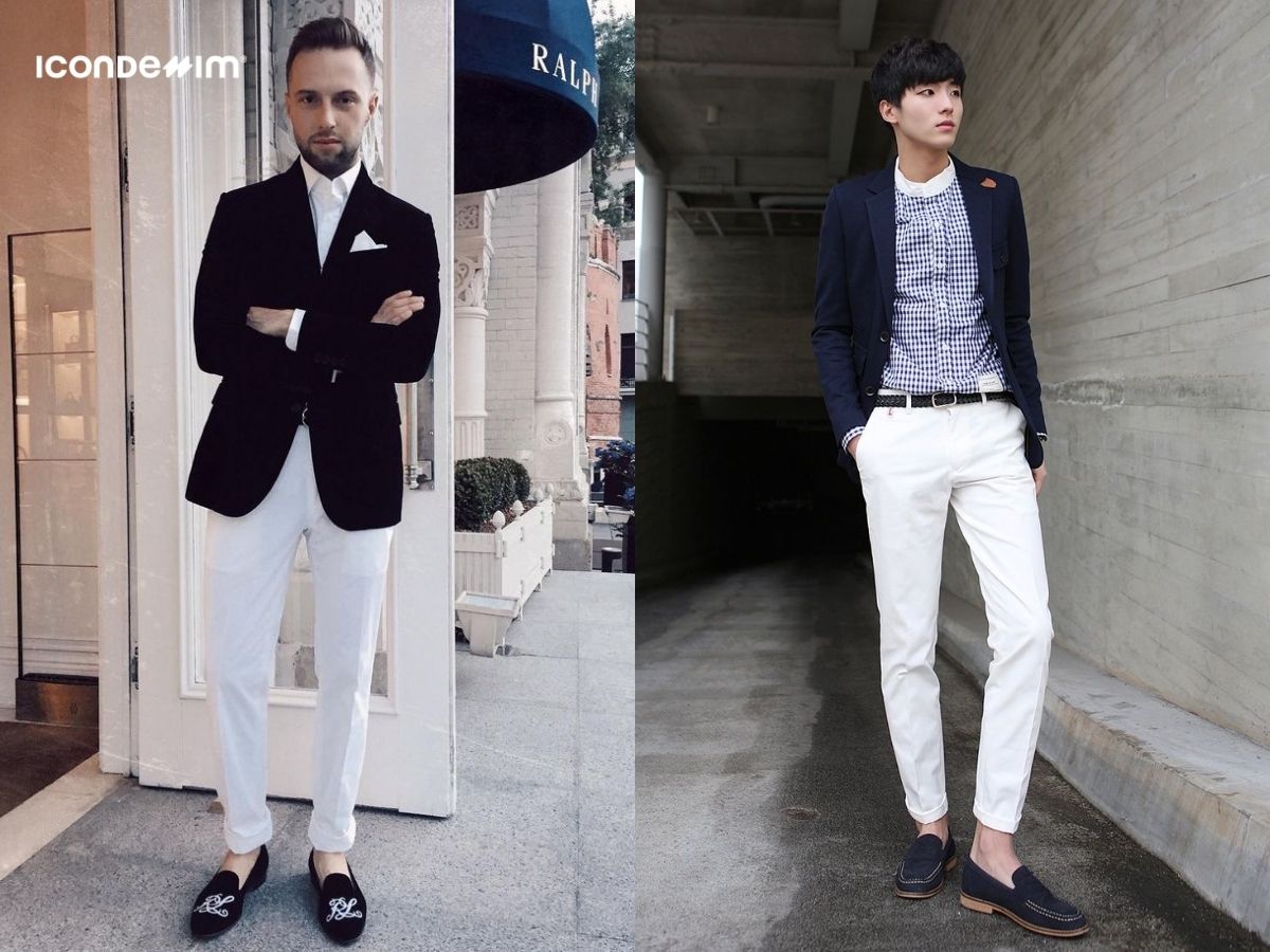 Phối quần trắng với áo blazer