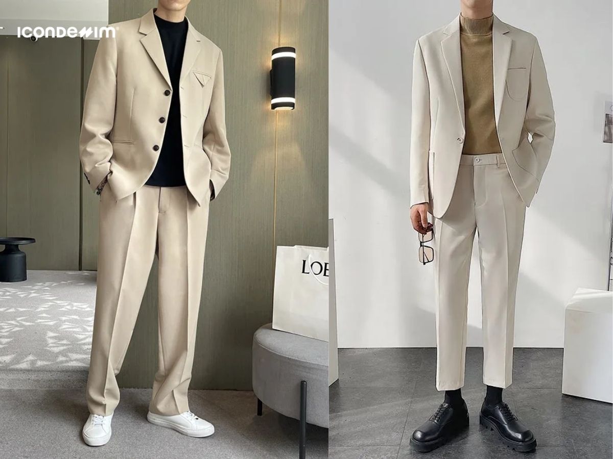 Phối đồ nam Hàn Quốc quần tây và áo blazer